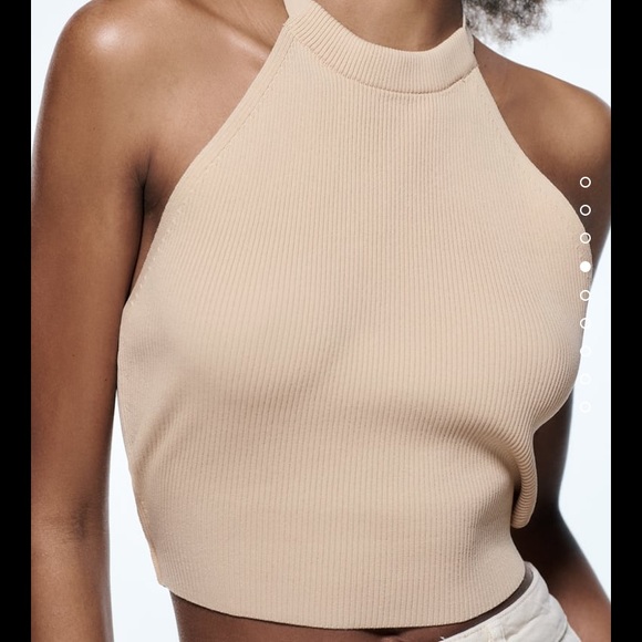 ZARA Halter crop top in Cream - Picture 1 of 2
